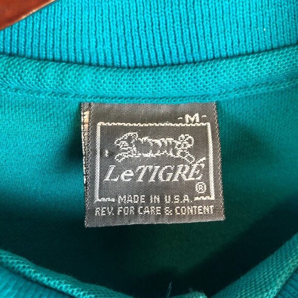 Vintage Le TIGRE Polo Shirt Medium Green - Picture 5 of 5